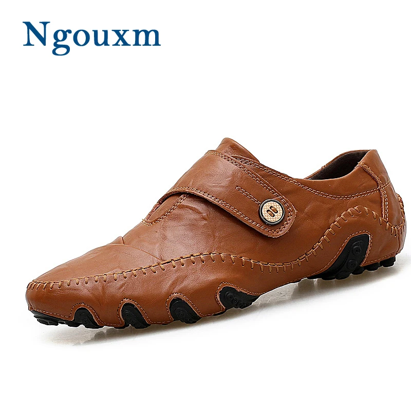 

Ngouxm Men Loafers Spring Autumn Plus Size Leather Comfortable Men's Moccasins Hook And Loop Slip On Big Size Man Casual Shoes