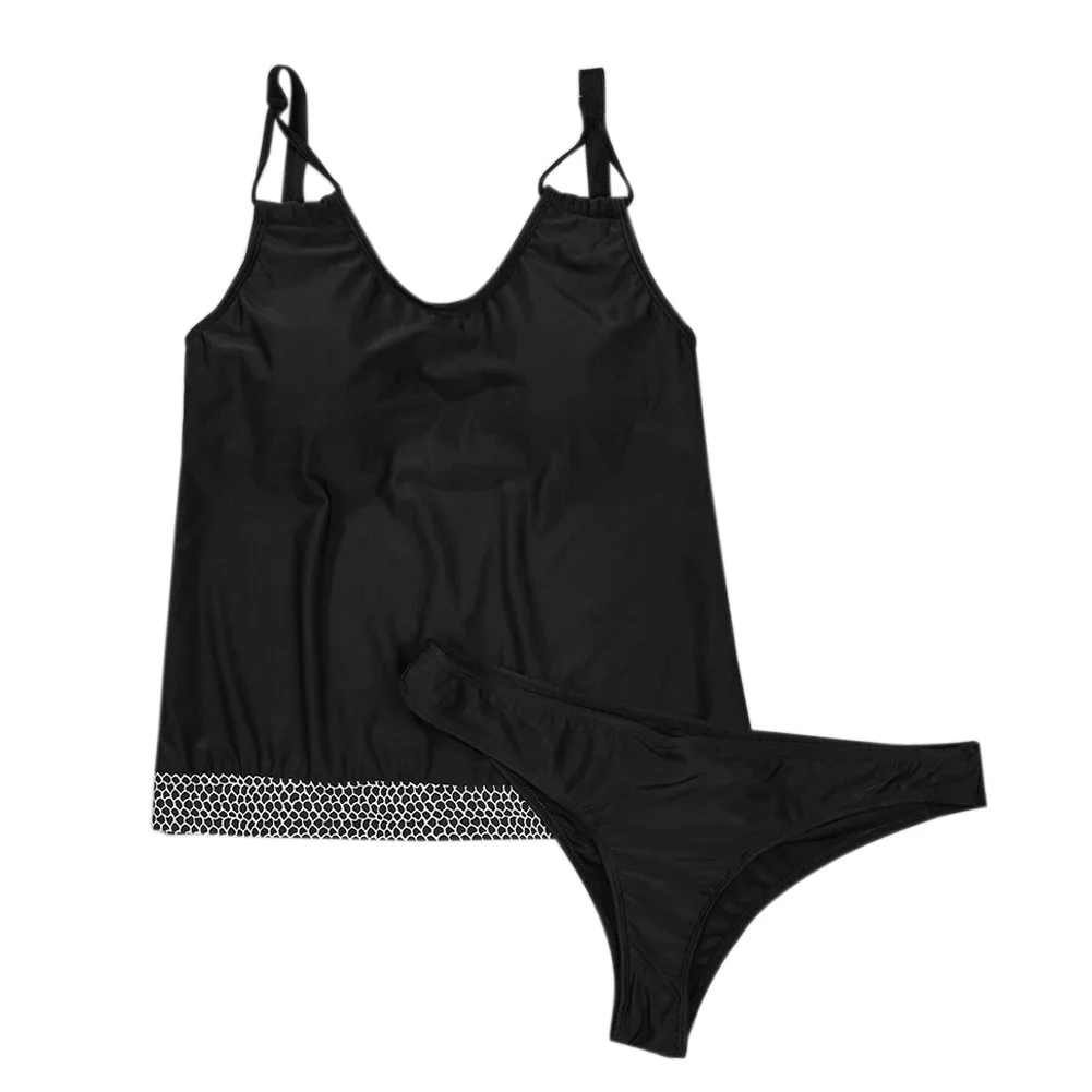 2pcs Black Plus Size Women Push-up V Neck Nylon Swimsuit Bikini Swimwear in Summer Beach and Seaside Vacation plus-size-black-swimsuit : image 2pcs Black Plus Size Women Push-up V Neck Nylon Swimsuit Bikini Swimwear in Summer Beach and Seaside Vacation plus-size-black-swimsuit