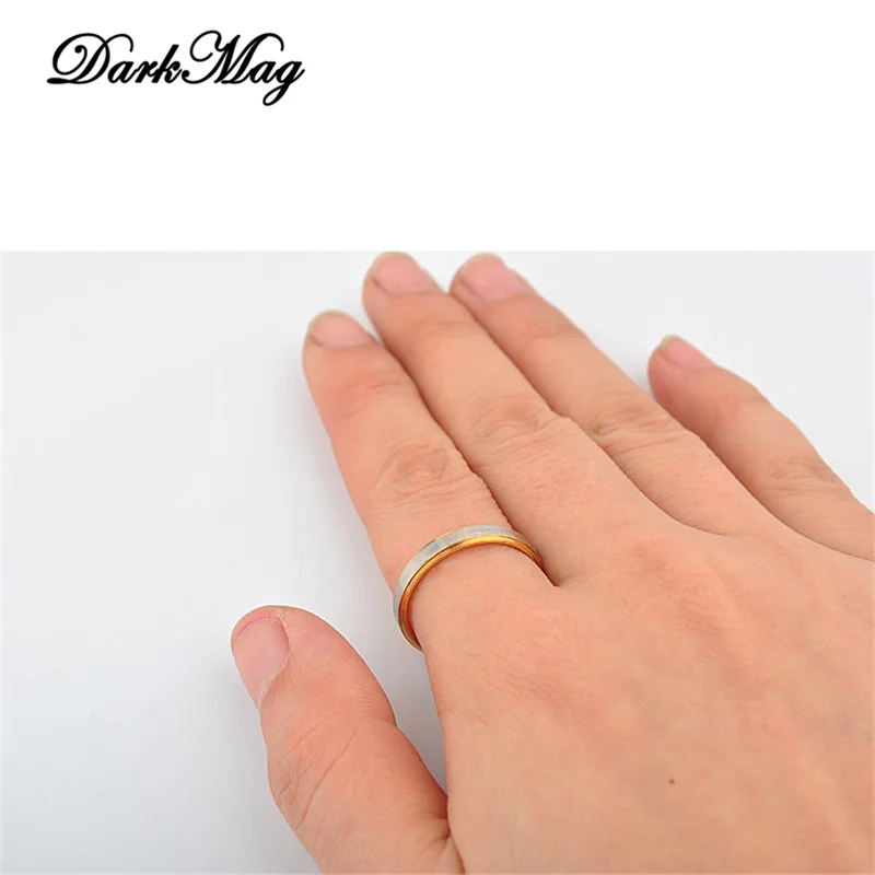 DarkMag Gold And Silver Wedding Rings for Women Men Couple Promise Band Stainless Steel Anniversary Engagement Jewelry
