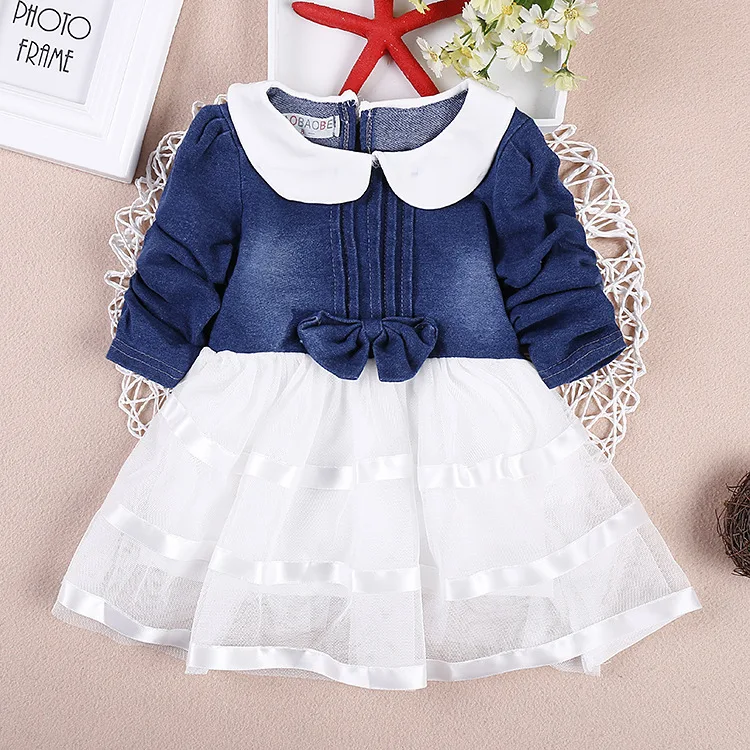 2017 Newborn Cute Cowboy Girl Dress Wedding Birthday Baby Princess ...