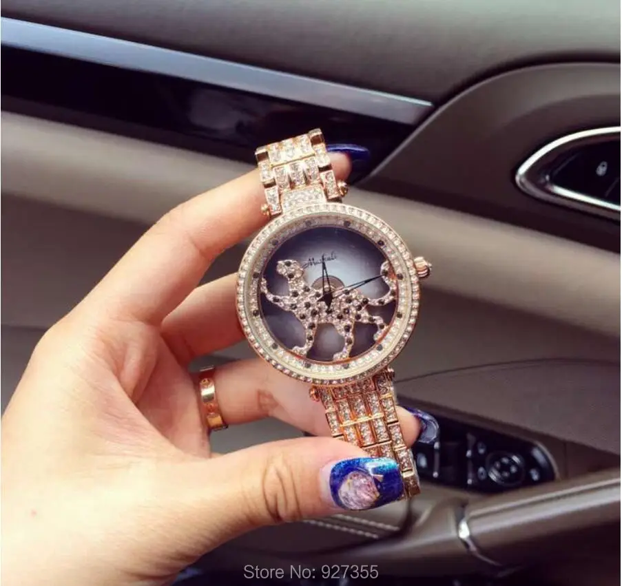 3 цвета, женские часы, часы из нержавеющей стали, женские леопардовые вращающиеся нарядные часы с большим бриллиантовым камнем, наручные часы, женские часы из розового золота