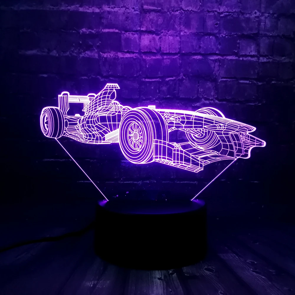 

Cool Car Vehicle Racing F1 3D LED Night light RGB Decor Bedroom Sleep Light 7 Color Remote Control Kid Christmas Gift Boy Toy