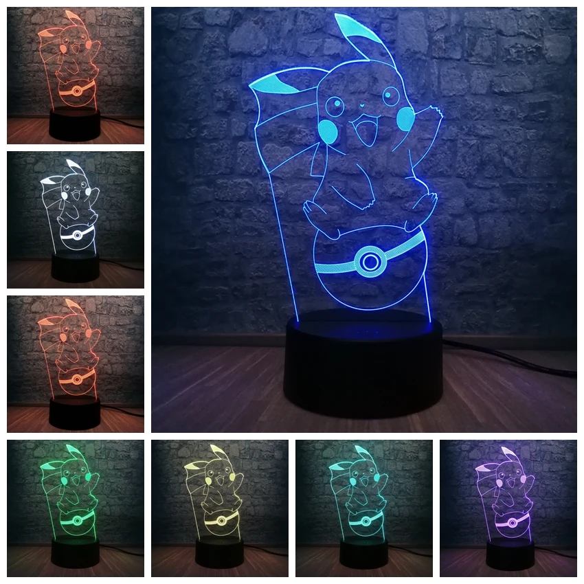 Lamparas Pokemon Go действие 3D лампы светодиодные Пикачу rgb контроллер красочные Bouch Vsual