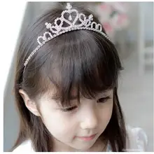 Детская лента для волос с кристаллами тиара на голову для маленьких девочек, свадебная принцесса, выпускная корона, вечерние аксессуары, корона принцессы, повязка на голову