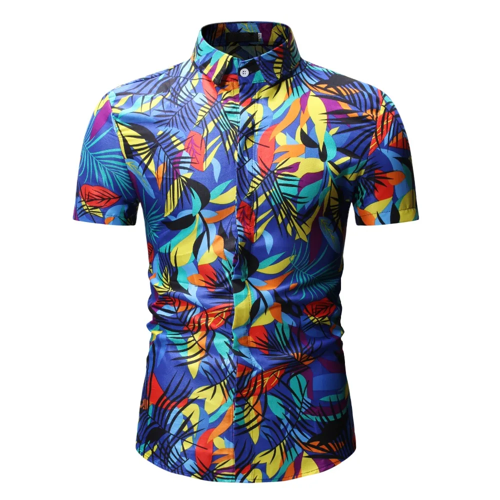 Мужская гавайская рубашка с принтом Camisa Masculina Повседневная пляжная коротким