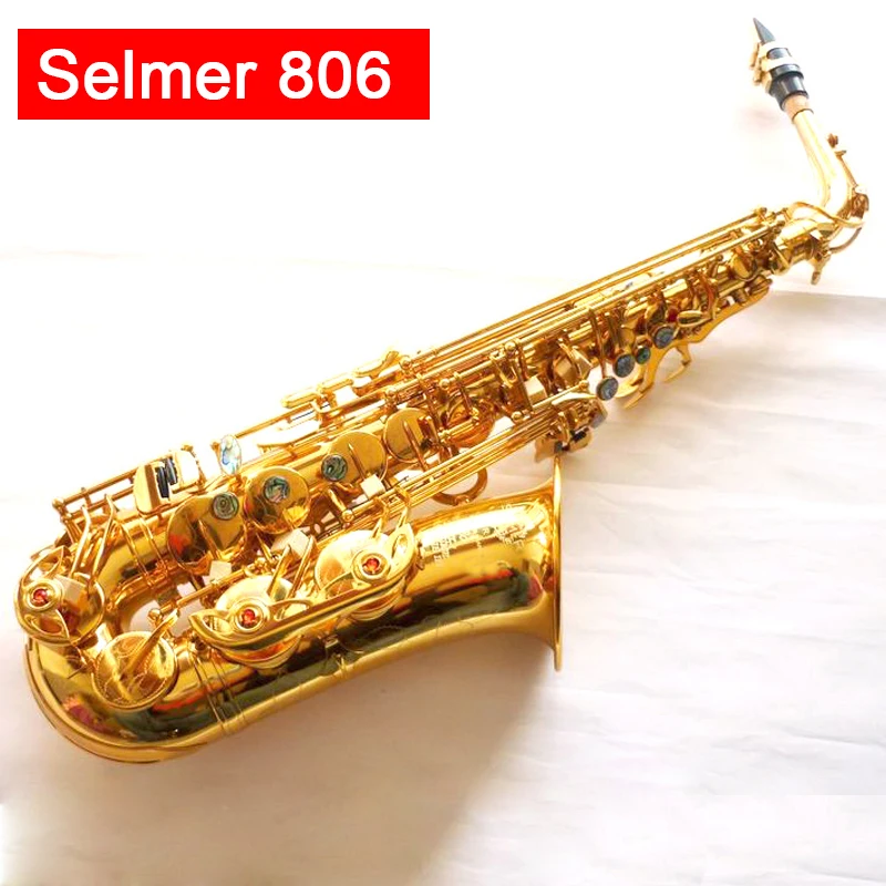 

Original Alto Saxophone Selme SAS 80 VI Eb Electrophoresis gold Alto Top Sax Saxofone Professional musical instrument mouthpiece