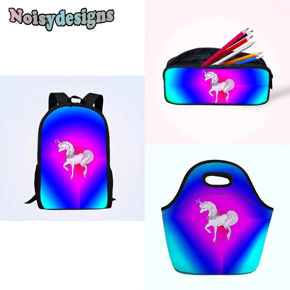 

3Set Children School Bag 3D Unicorn Cartoon Printing Backpack For Teenager Boy Backpacks Rugtas Schoolbag Mochila Escolar Kids