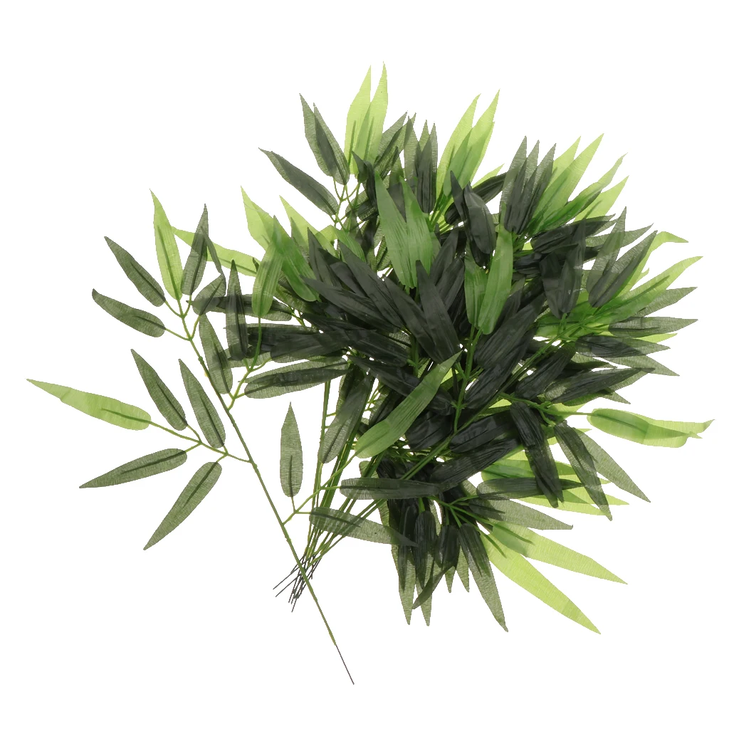 12pcs Artificial Bamboo Plant Ivy Bush Decorative Plastic Plant & Foliage for Home Garden Decor Office Shop Ornament - 23'