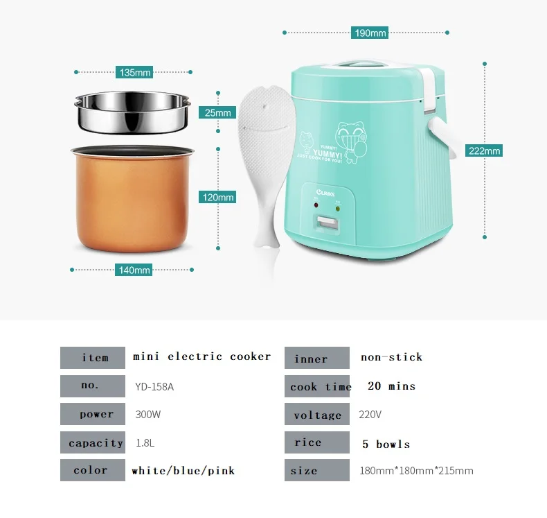Мини рисоварка тепловарка 1.8л 1-2 человек использовать милый Samll плита