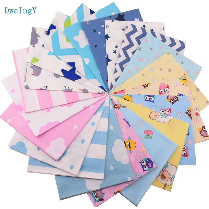 

DwaIngY 20pcs/lot Cartoon series Twill Cotton Fabric For Patchwork Cloth DIY,Sewing Quilting,Quarters Material Doll 20*25cm