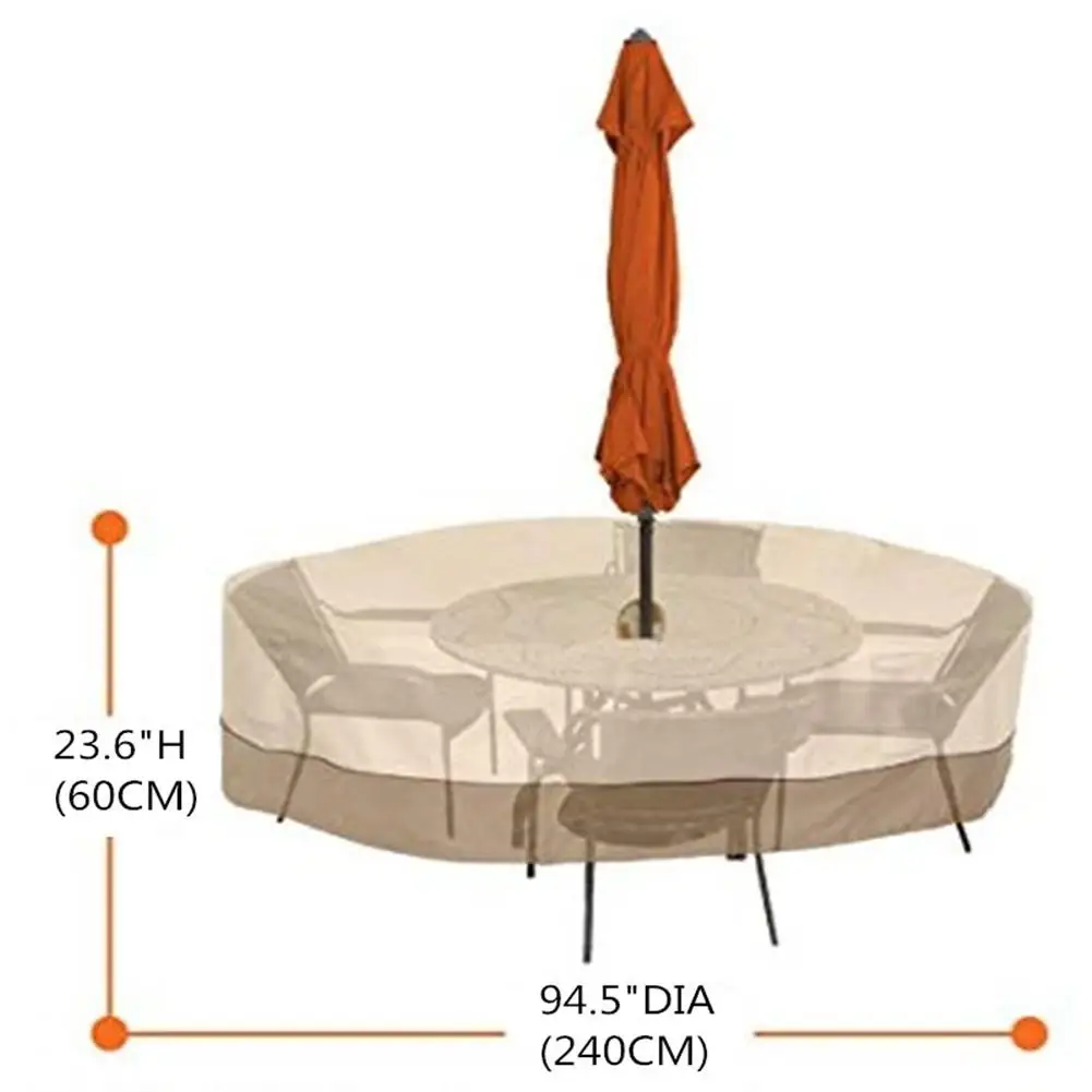 Classical Round Table Decor Simple Table Cloth Dining Table Cabinet Cover With Umbrella Hole Cover Set For Outdoor Furniture