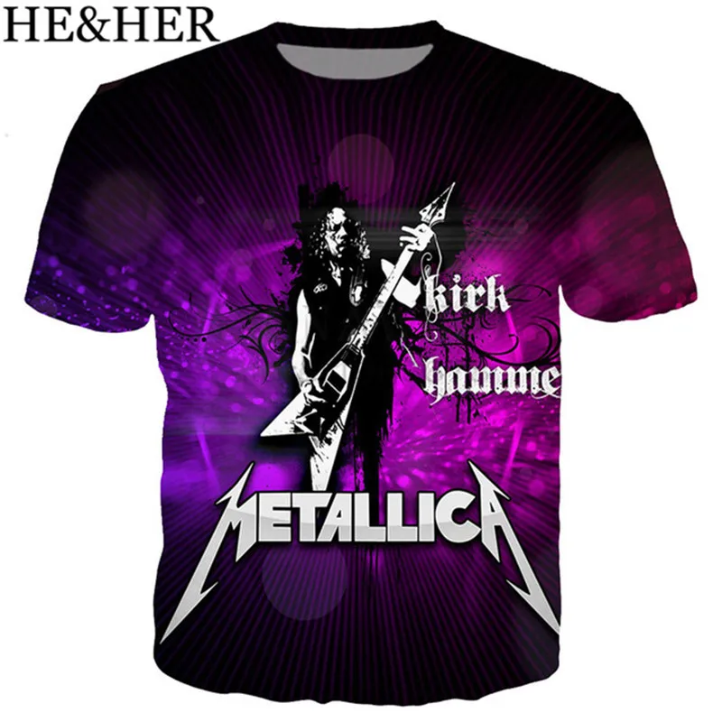Новая модная футболка в стиле панк рок Metallica футболки с 3D принтом короткими