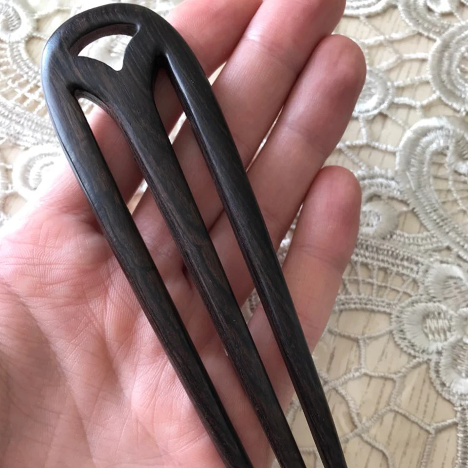 

2018 New Hair Jewelry Hand-Carved Wood Sticks Hairpins U Shape Ebony Bridal Headwear hair comb hair accessories hair ornaments