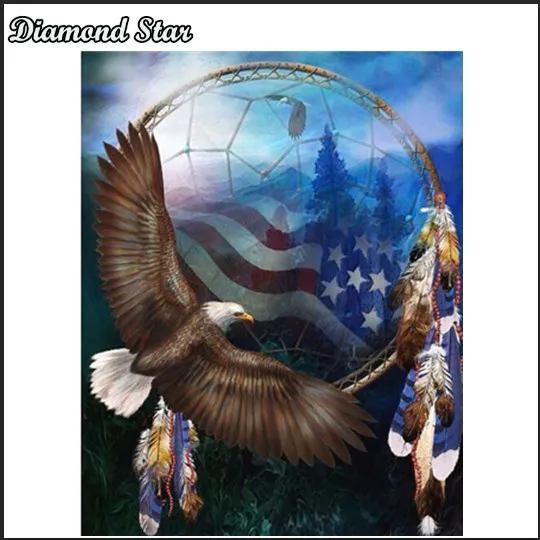 5D Diy Full Round Diamond Painting Soaring Eagle Mosaics Cross-stitch Embroidery New Year Decoration Gifts Diamant | Дом и сад