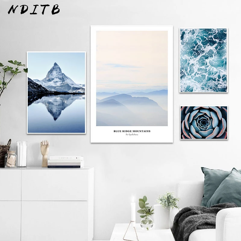 Canvas Wall Decor Forest Landscape Decoration Canvas Poster Nordic Style Succulent Wall Art Print Nature Painting Decorative Picture-50X70Cmx2 Unframed