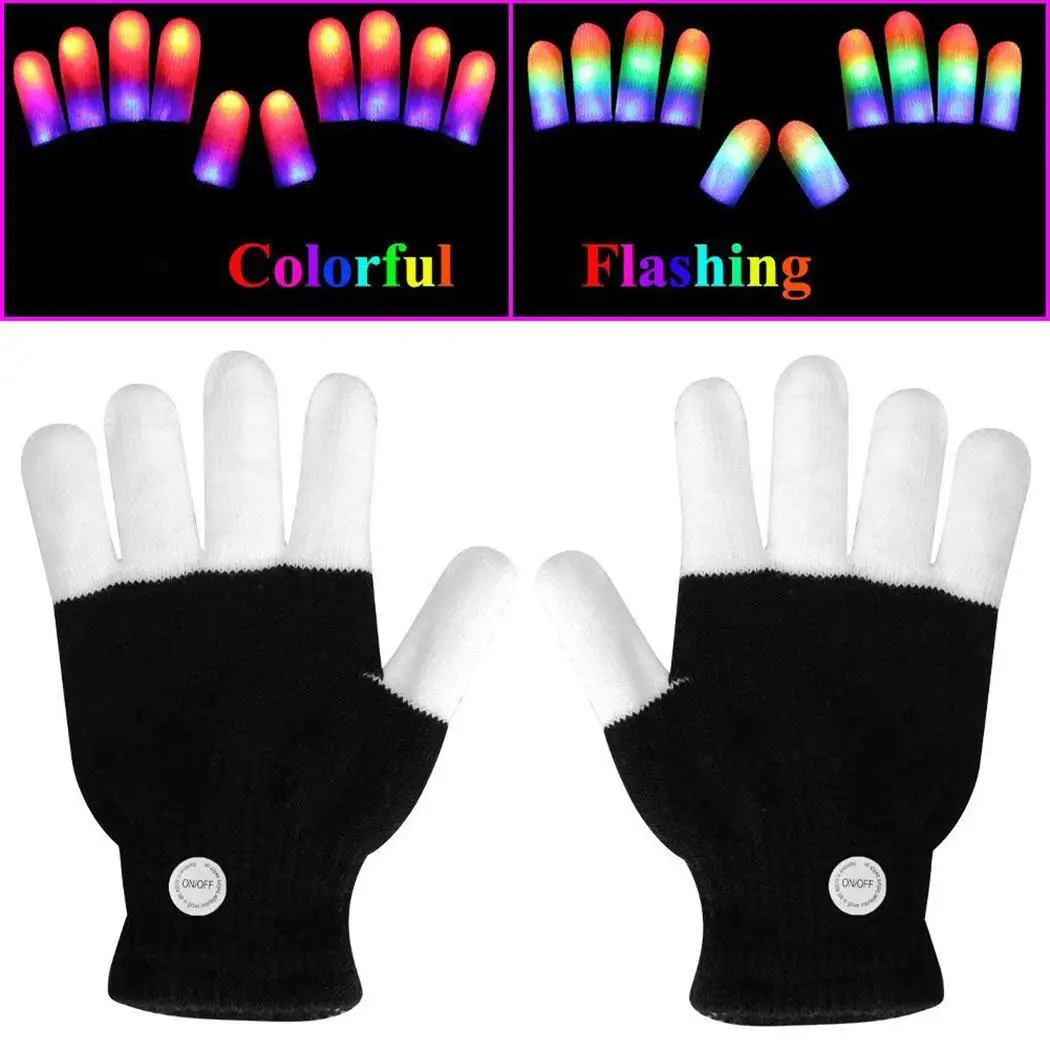 

Creative Colorful LED Luminous Flashing Full 7 Lights, Quick Finger Black Party, Nightclub Gloves
