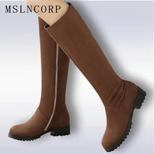 Plus Size 34-48 fashion women round toe zipper boots low heel simple knee high boots Zipper Warm Winter Shoes Ladies Long Boots цена Plus Size 34-48 fashion women round toe zipper boots low heel simple knee high boots Zipper Warm Winter Shoes Ladies Long Boots цены онлайн