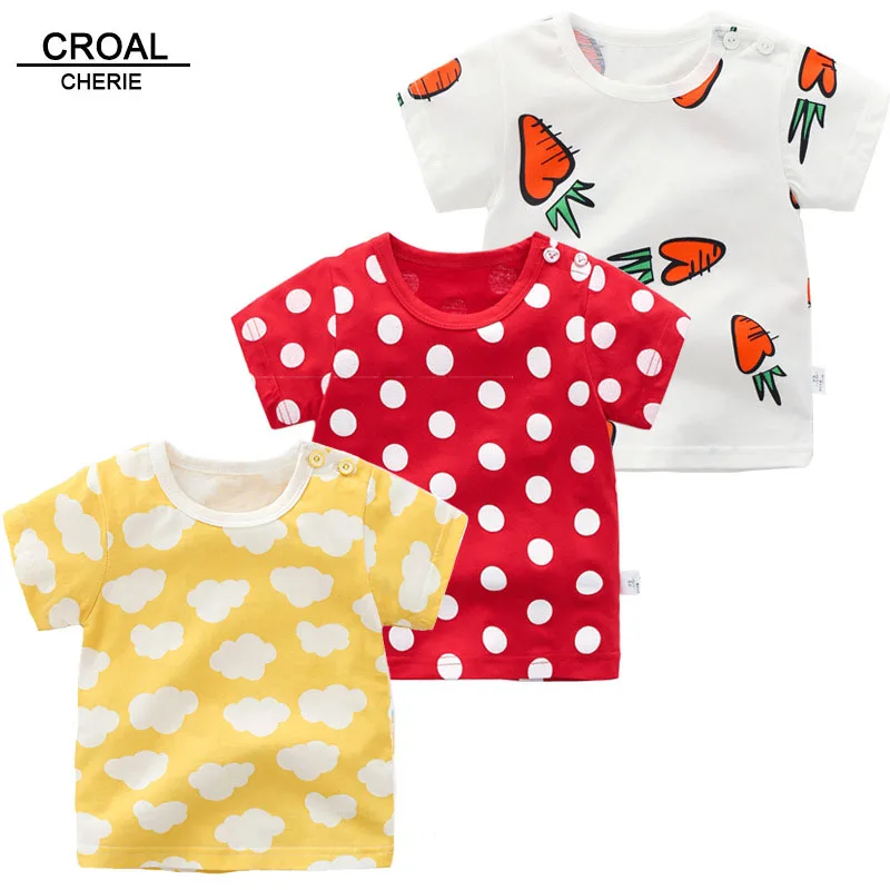 

CROAL CHERIE Baby Girls Boys T-Shirt Cotton Children's Shirts Fashion O-Neck Kids Girls Summer Children Clothing Tops 73-110cm