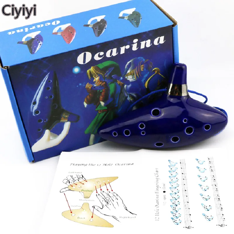 Legend of Zelda 12 Отверстия Окарины Керамика Alto C фигурку игрушки из мультфильма флейта