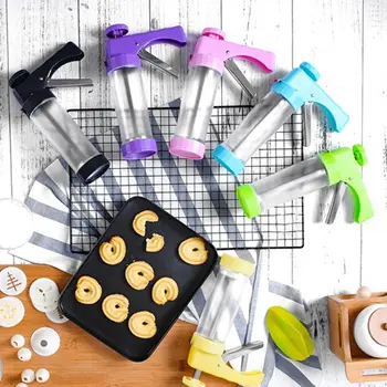 

Baking Cake Biscuits Mold Cookie Press Gun Presser Mould 16 Discs 6 Icing Tips