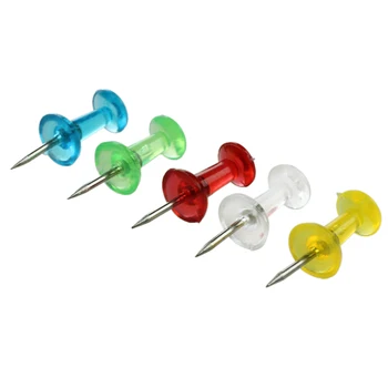 

50 Pcs Home 5 Colors Plastic Top Stationery Map Push Pins Tacks