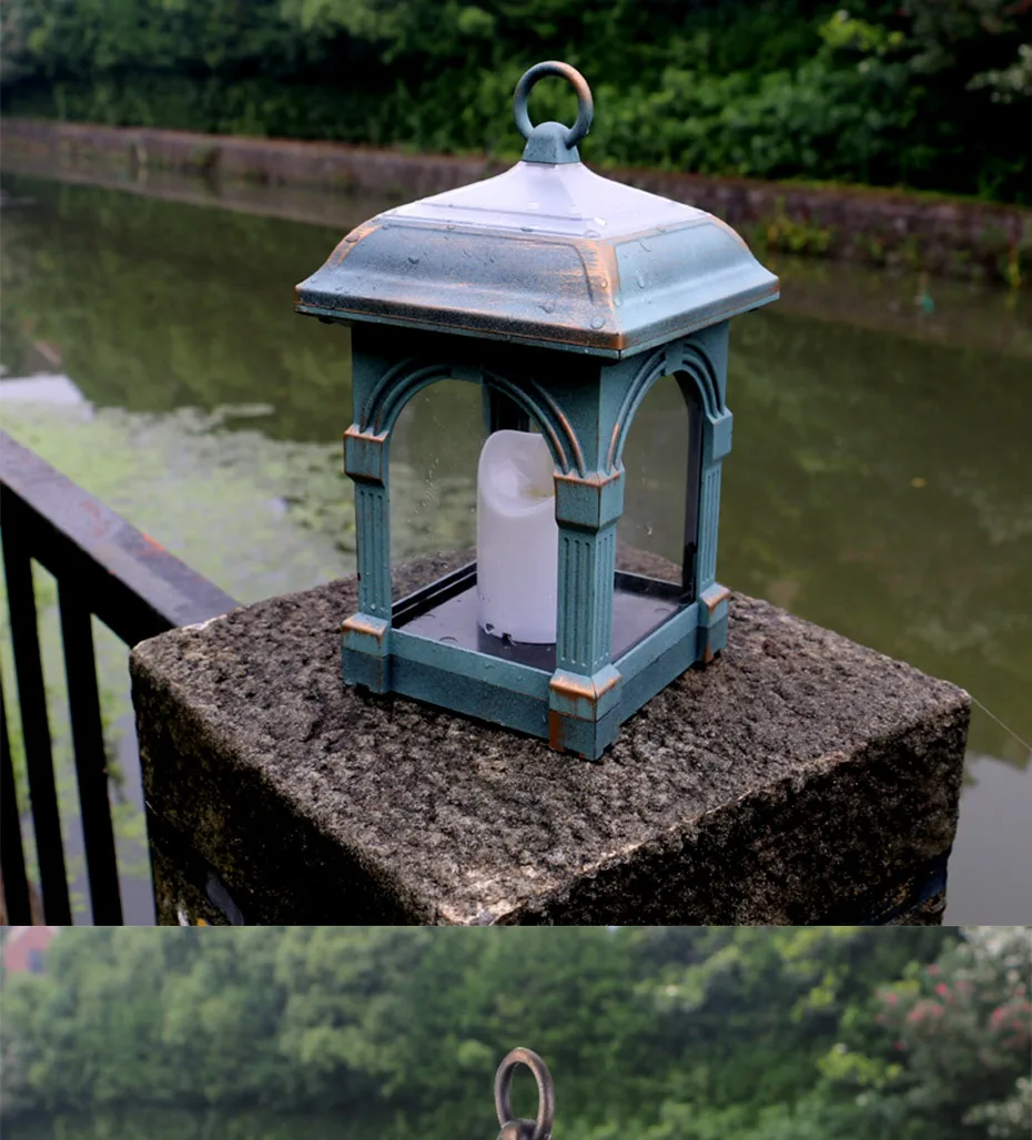 Retro Vela Solar Lanterna de Jardim ao ar Livre Caminho Pendurado Decoração do Jardim Luz Solar Gramado Luz Solar Luzes Led à Prova d' Água 3 Cheap Lâmpadas solares