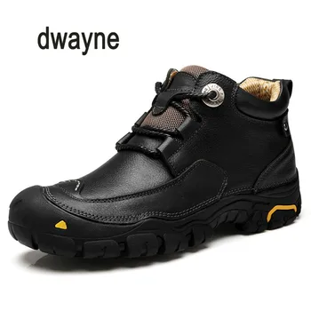 

Dwayne Men's Ankle Boots 2018 Autumn Winter Work Boot Genuine Leather Male Casual Shoes Outdoor Walking Footwear Big Size