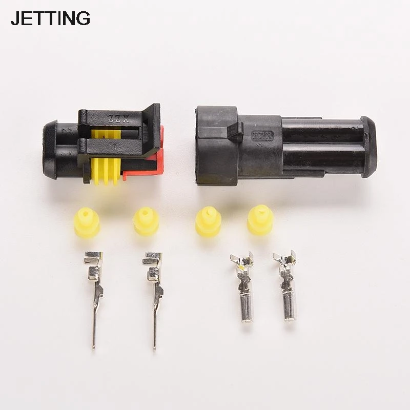 

JETTING 1 Set New Waterproof Auto Connector Plug Car Part Set 2 Pin Way Sealed Electrical Wire Car Accessories Black
