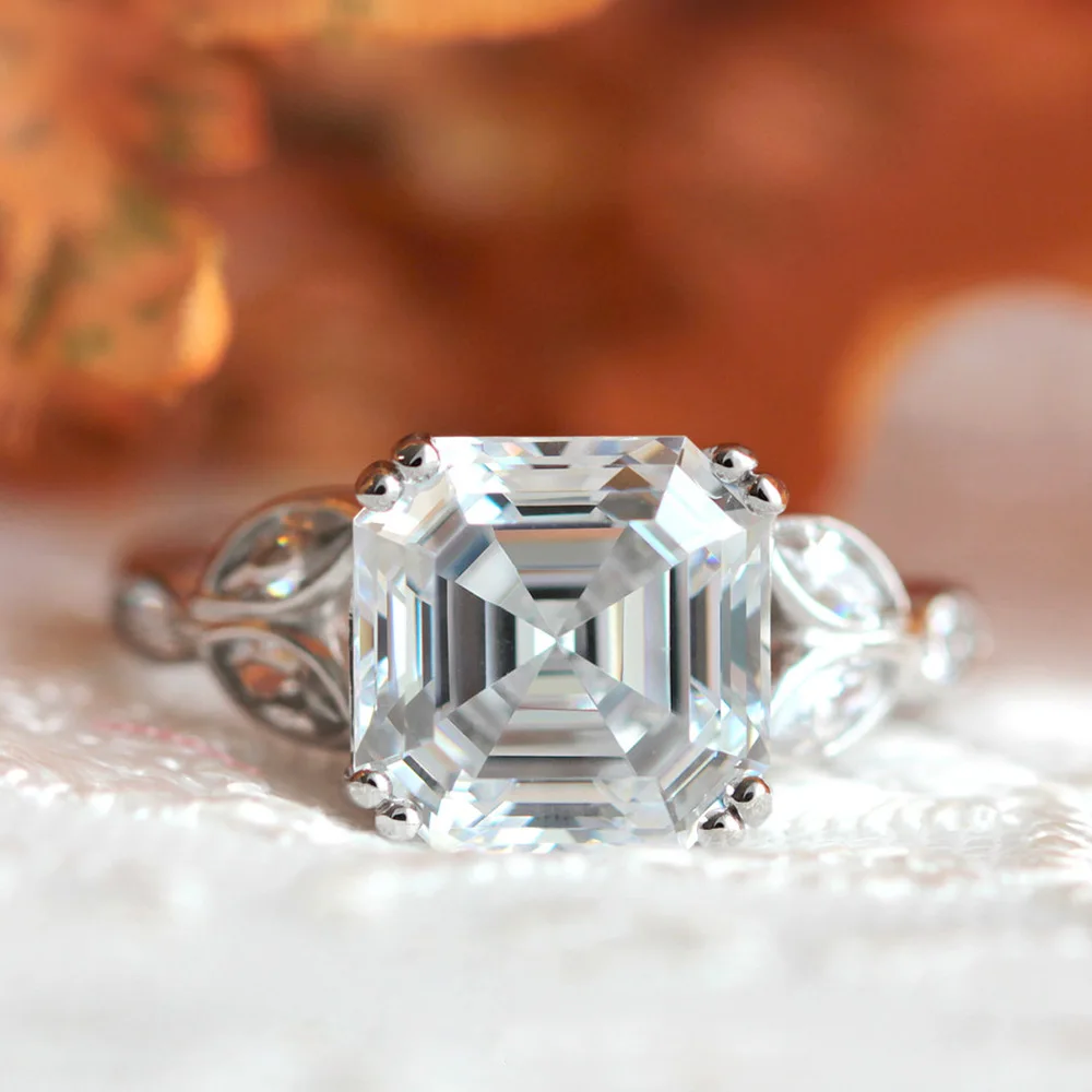 Asscher Cut 14k White Gold 3ctw DF Engagement Wedding Lab Grown