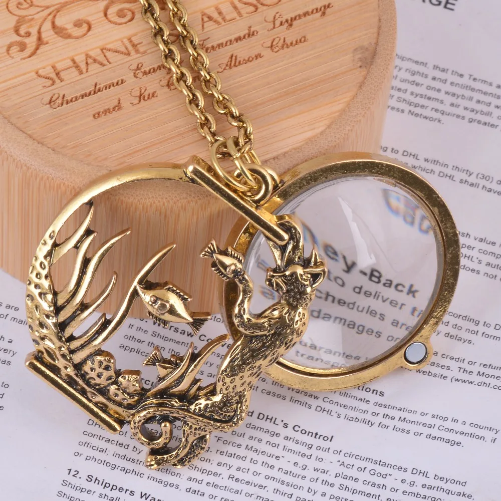 Ожерелье с подвеской в виде морской рыбы и животного|magnifying glass pendant|glass pendants