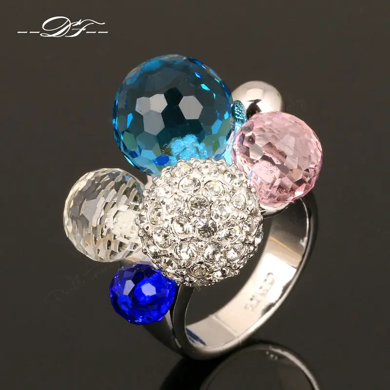 

Exaggerated Acrylic&Cubic Zirconia Rock Vintage Finger Rings Silver Color Fashion Brand Punk Jewelry For Women DFR066