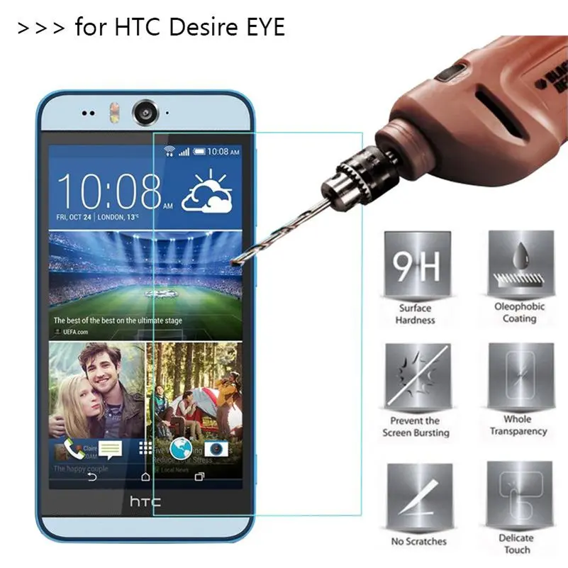 

9H 2.5D 0.26mm Tempered Glass Protector For HTC Desire Eye Screen Toughened Protective Film Cover For HTC Desire Eye