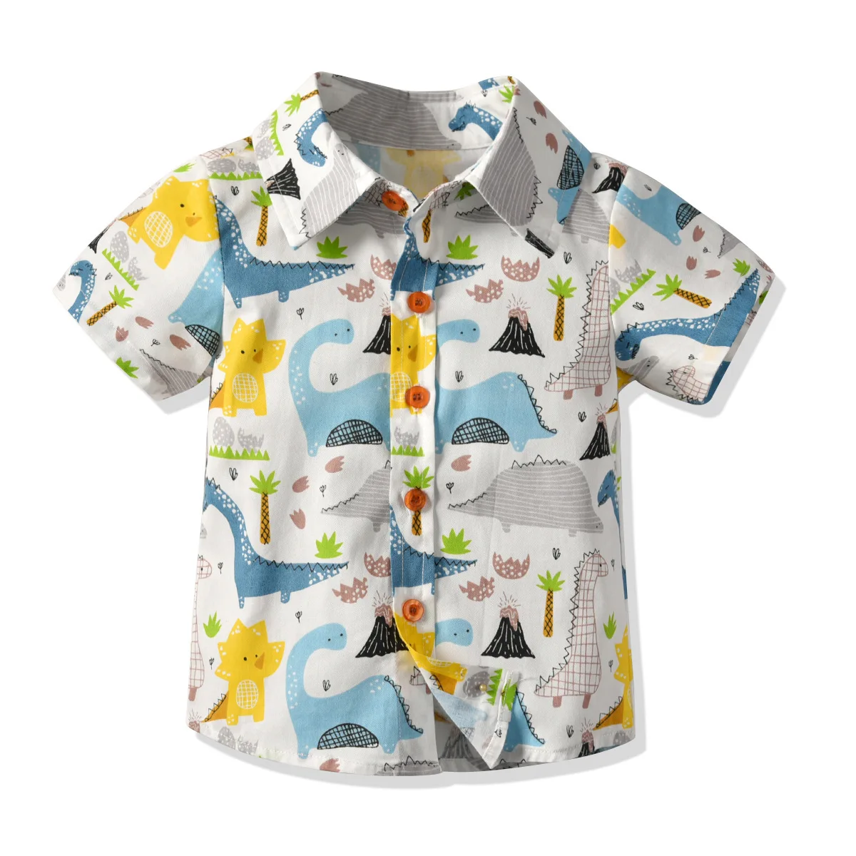 AMISSA/ г. Летние хлопковые рубашки для мальчиков г. Рубашки с короткими рукавами с отложным воротником и рисунком рубашки для мальчиков
