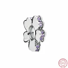 Простые сиреневые кристаллы диких цветов луговые бусины для женщин Изготовление ювелирных изделий DIY Fit PANDORA Подвески Серебро 925 FL697