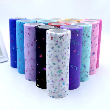10Yard 15cm Star Glitter Tulle Roll Wedding Decoration Craft Tulle Fabric Tutu Dress DIY Organza Baby Shower Party Supplies