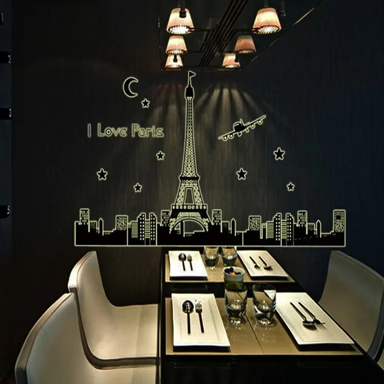 Top Quality Wall Stickers Home Decor The Eiffel Tower DIY Noctilucence Glow In Dark Art Wallsticker PVC Decals Mural | Дом и сад