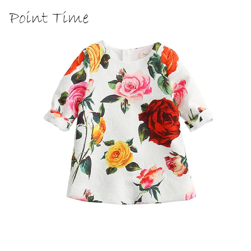 Spring Girls Dress Children Clothing Casual Style Clothes Flower Printing Round Neck Kids Vestido Infantil | Детская одежда и