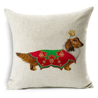 Льняная наволочка для подушки с изображением рождественской собаки породы такса, золотой ретривер, наволочка для подушки, декоративная наволочка, чехол для подушки, домашний декор - Цвет: 2