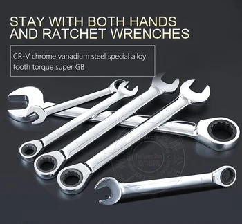 

8/10/12/13/14/17/19mm Metric Ratchet Wrench Set A Set of Key for Car Repair Hand Tools
