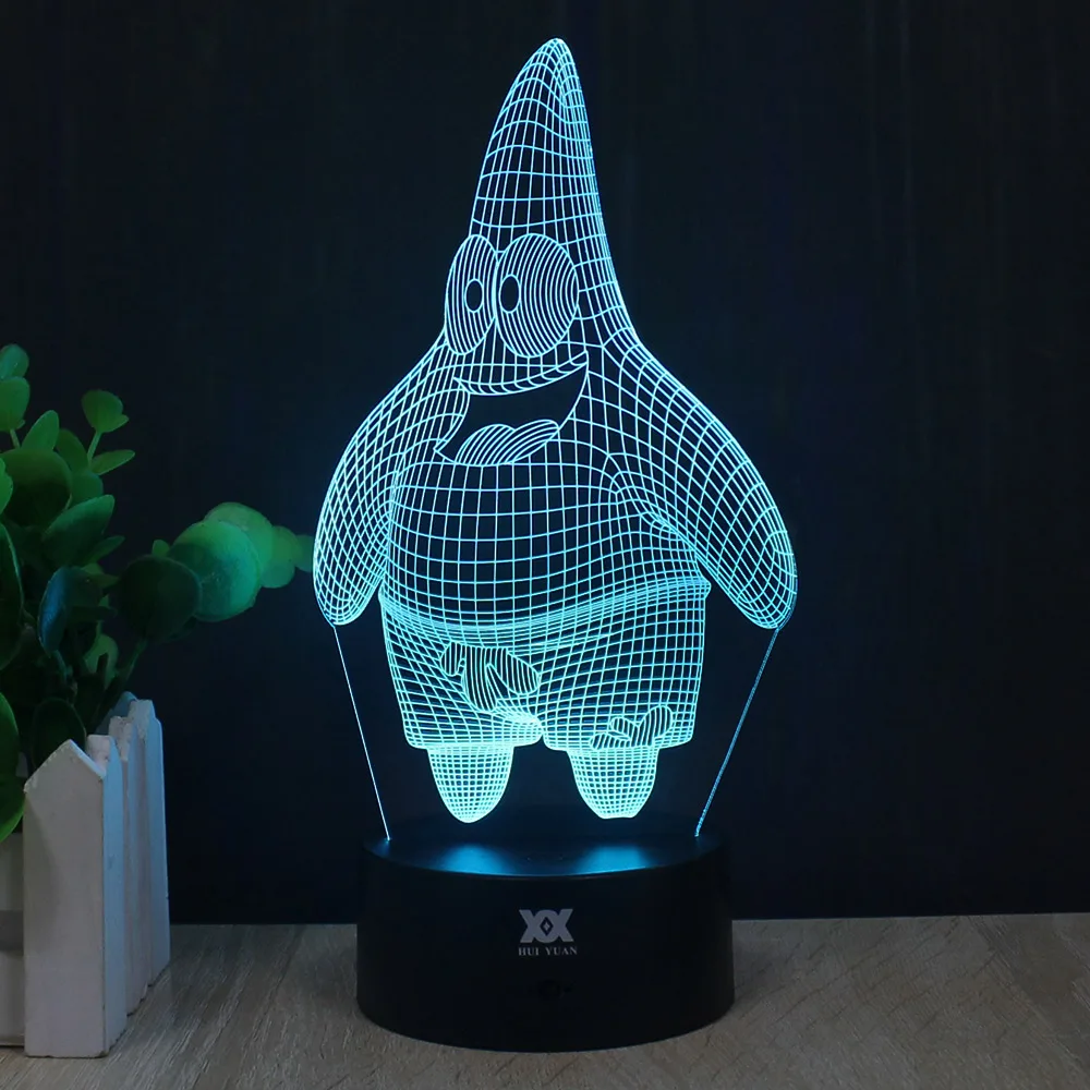 Мультфильм Патрик звезда 3D лампа Губка Боб кальмарные щупальца ночник светодиодный Новый стол с домашним декором лампа детский подарок
