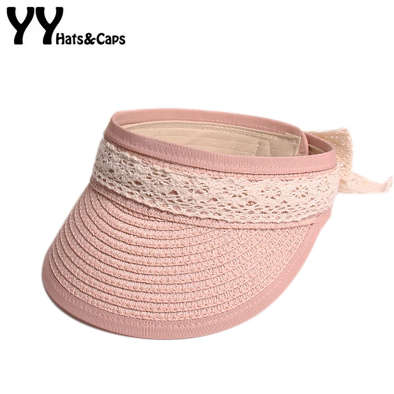 تنفس الخالي الأعلى سترو قبعة الشمس للأطفال المرأة الصيف شاطئ كاب الدانتيل bownet sunhats الفتيات في قناع YY18081