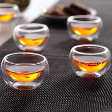 4 шт. чашки ручной работы кунг-фу Чай чашки Чай множество термостойкие двойной анти горячие чашки