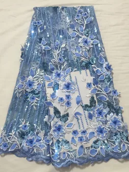 

2019 NEW African Lace Fabric High Quality Nigerian French With beads Tulle Mesh Lace Fabrics 5 yards For Wedding Dress A1052 Red