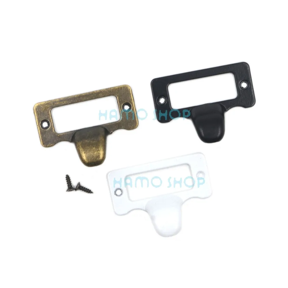 

9pcs 48x38mm Mix 3 Colors Antique Drawer Label Pull Cabinet Frame Handle File Name Card Holder With Screw