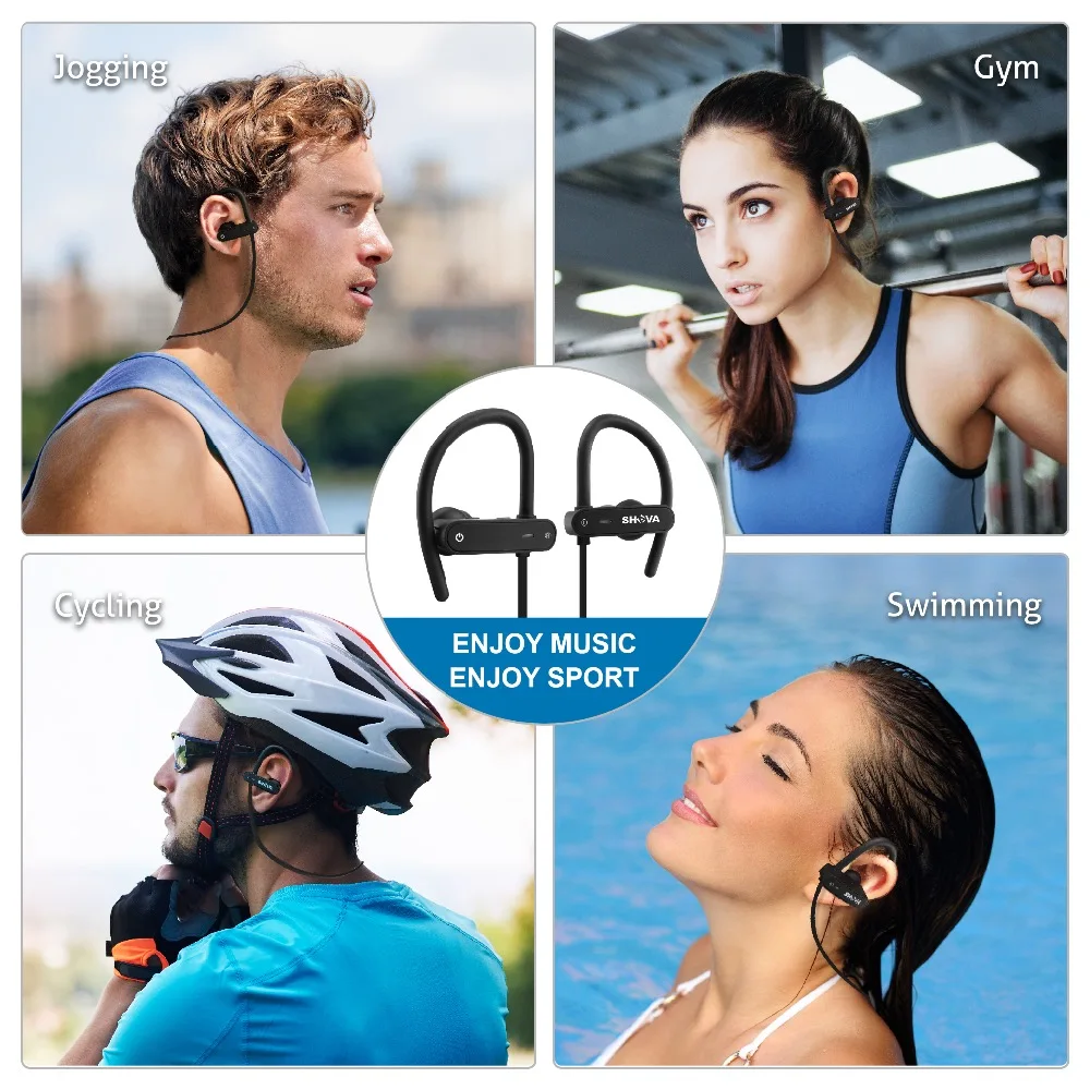 Bluetooth наушники SHAVA IPX7 Водонепроницаемая беспроводная гарнитура спортивные басы