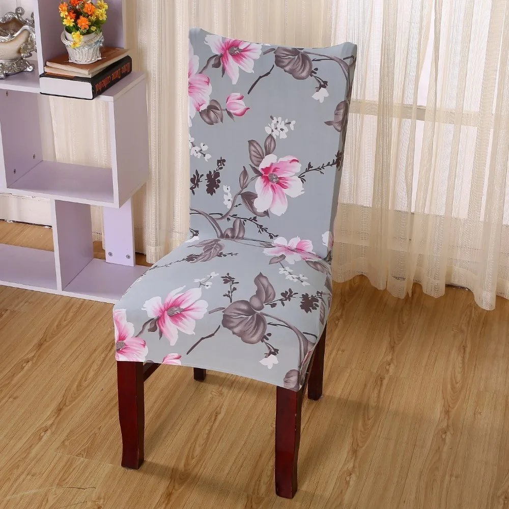 

Kitchen Elastic Chair Cover Dining Seat Cover Flower print Funny Slipcover Removable Anti-Dust Spandex Furniture Covers 2/4/6Pcs