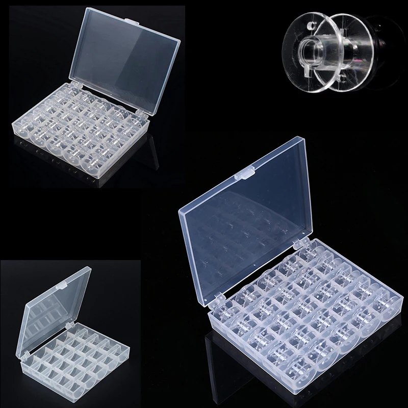 

25pcs/set storage holder 2x1cm Plastic Clear home Sewing Machine Thread String Empty Bobbin Spools Plastic Empty sewing tools