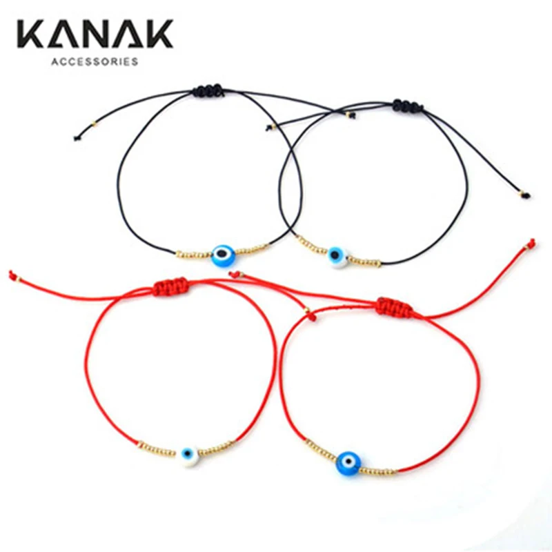 

KANAK Red String Evil Eye Simple Cheap Bracelets Handmade Beaded Charm Pulsera for Women Best Friend Gift