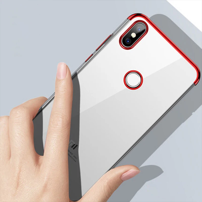 

For Xiaomi Mi A2 Lite Phone Case Transparent Soft Silicone Slim Plating Edge TPU Back Cover For Redmi 6Pro Note6Pro Redmi6A Mi6X