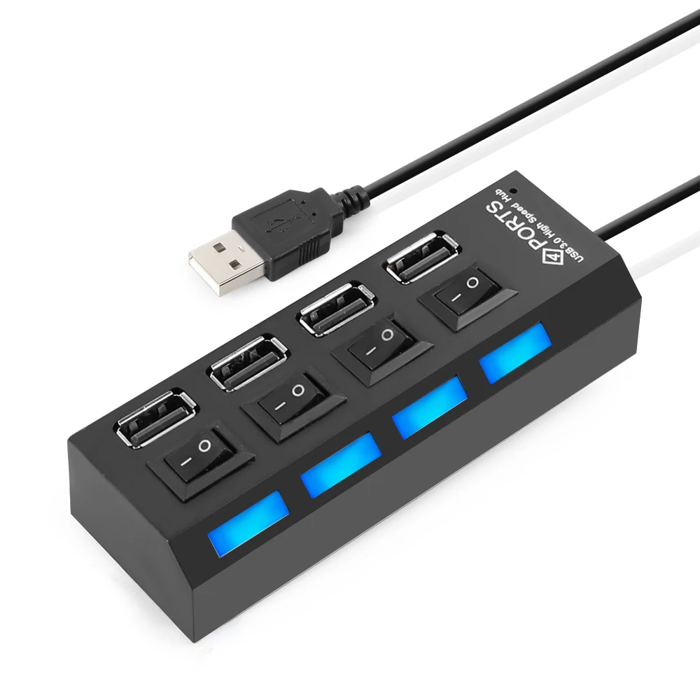 NEW High Speed USB Hub Mini 4 Ports LED USB 2 0 Hub 480 Mbps Hub